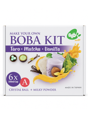 Bubble Tea Kit – BOBA KIT – Flavors: Taro + Matcha + Vanilla (6 servings)